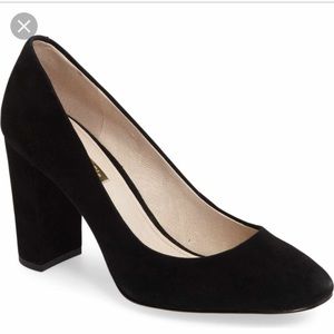 Louise et Cie Jianna Stacked Heel Pump Black Suede